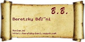 Beretzky Béni névjegykártya